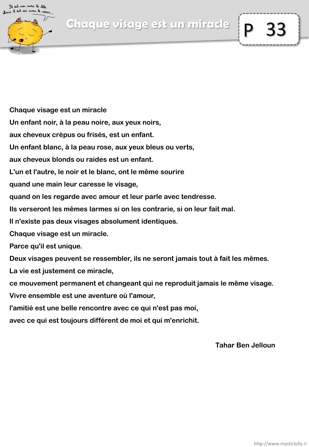 chaque visage est un miracle