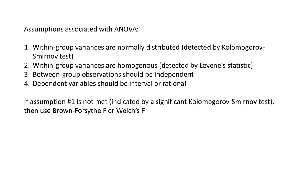assumptions associated with anova