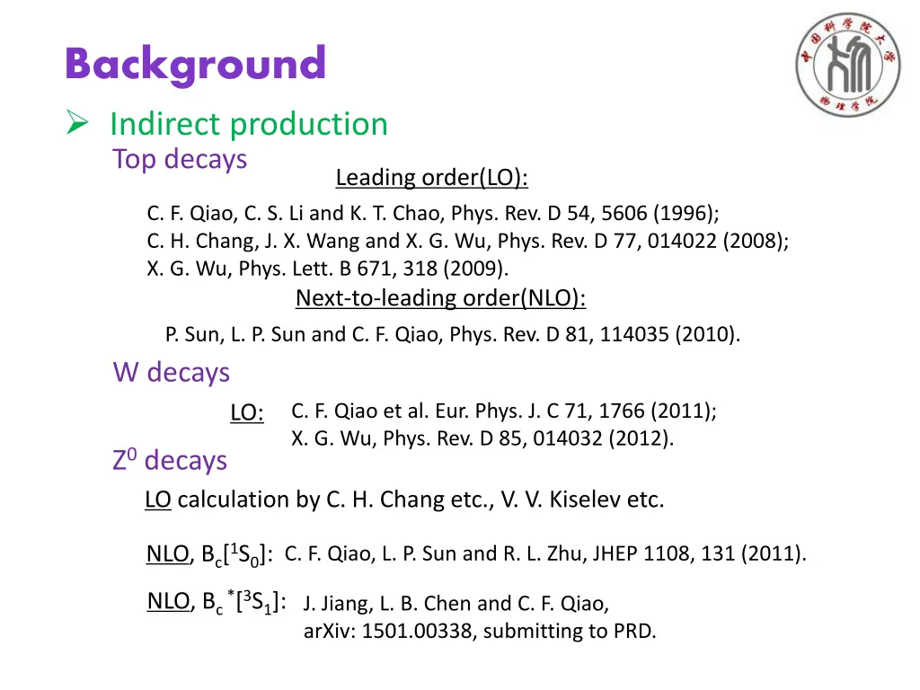 background indirect production top decays