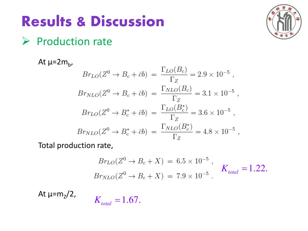results discussion production rate