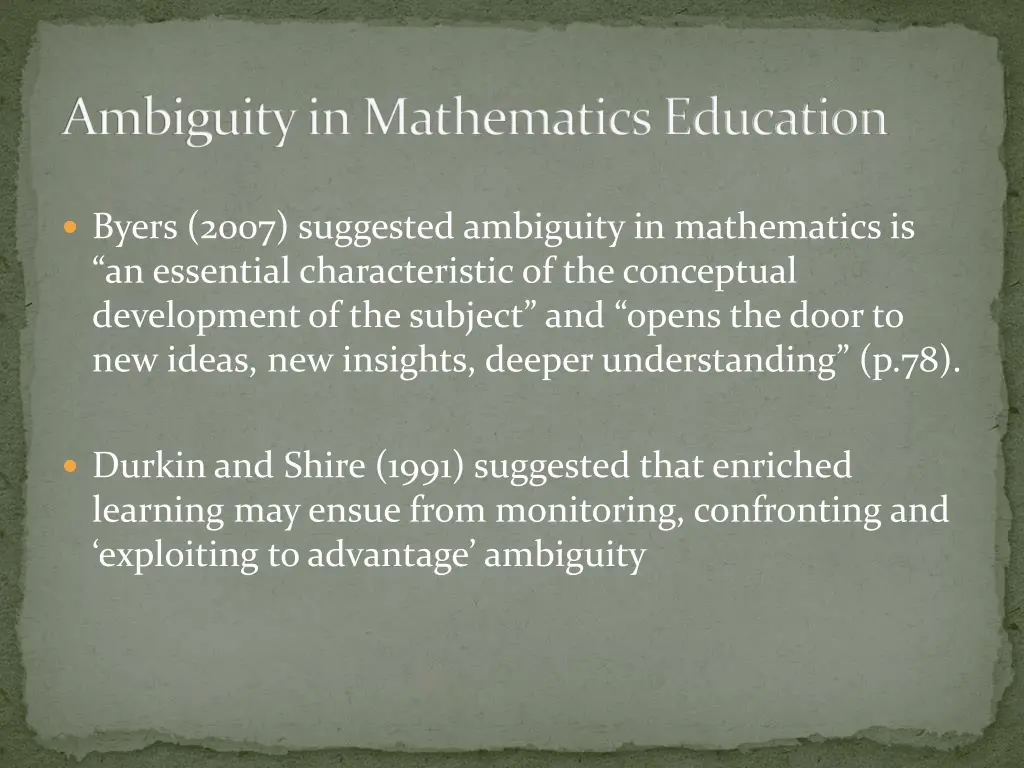 ambiguity in mathematics education 1