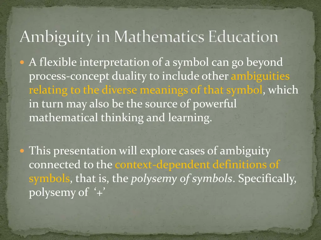 ambiguity in mathematics education 2
