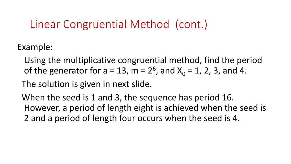 linear congruential method cont 1