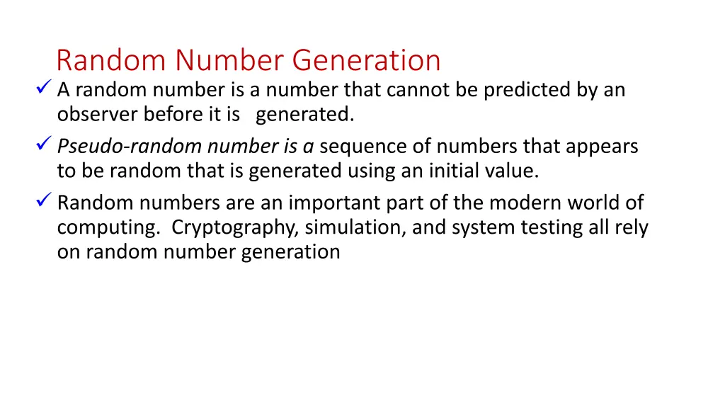 random number generation a random number