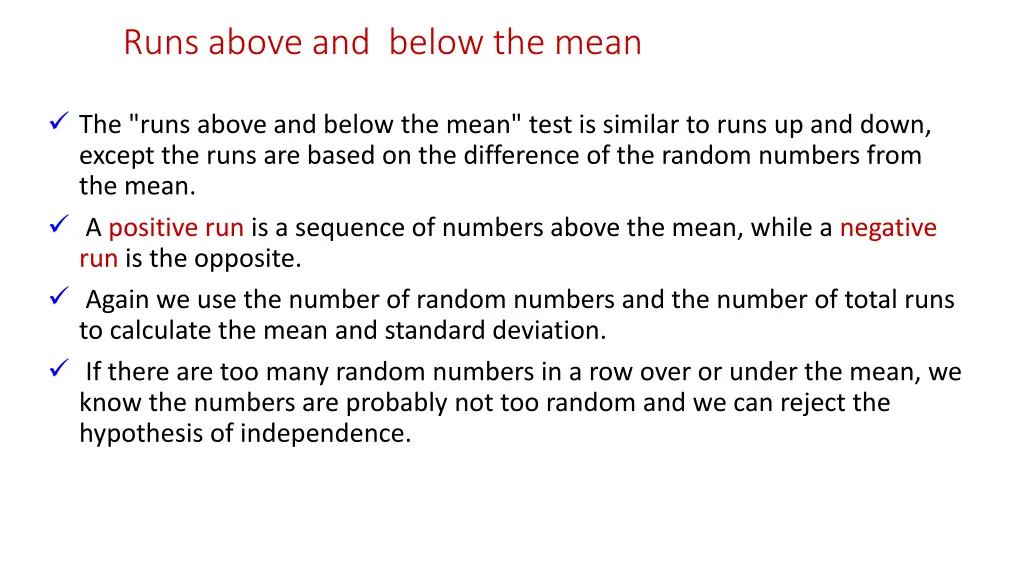 runs above and below the mean