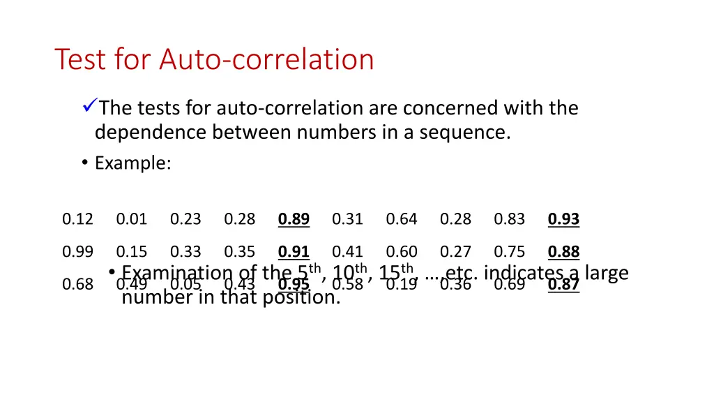 test for auto correlation