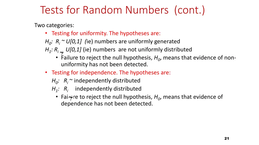 tests for random numbers cont