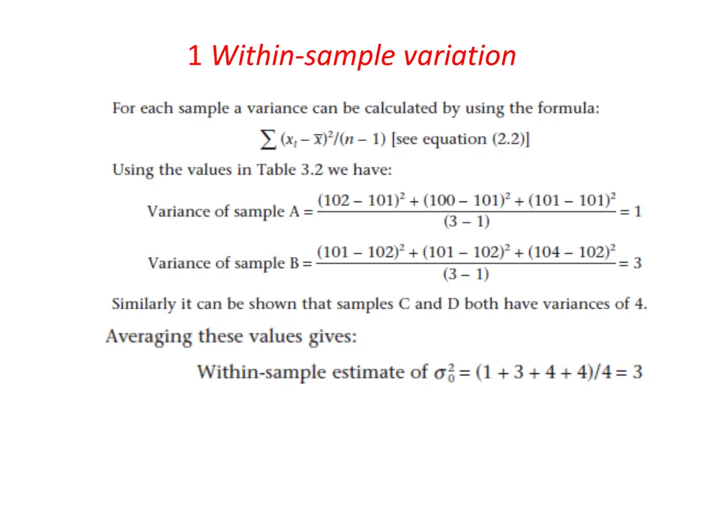 1 within sample variation