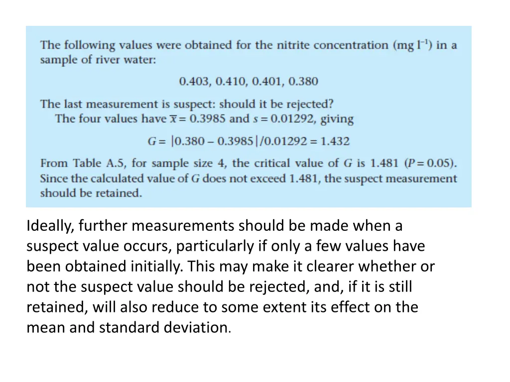 ideally further measurements should be made when
