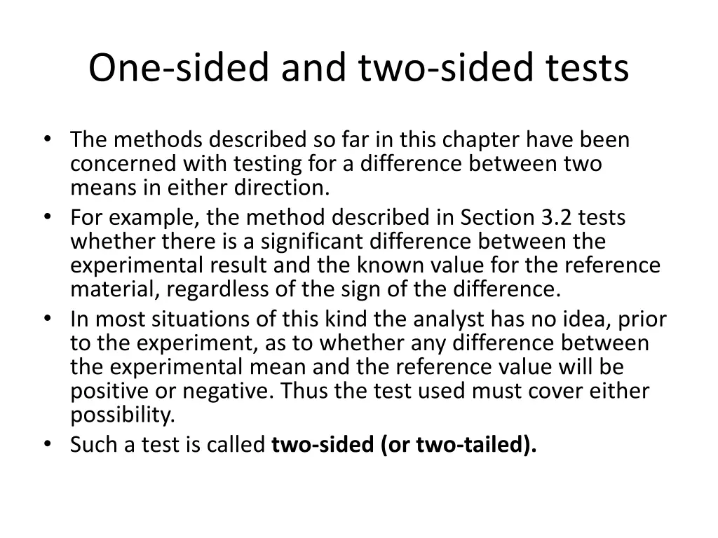 one sided and two sided tests