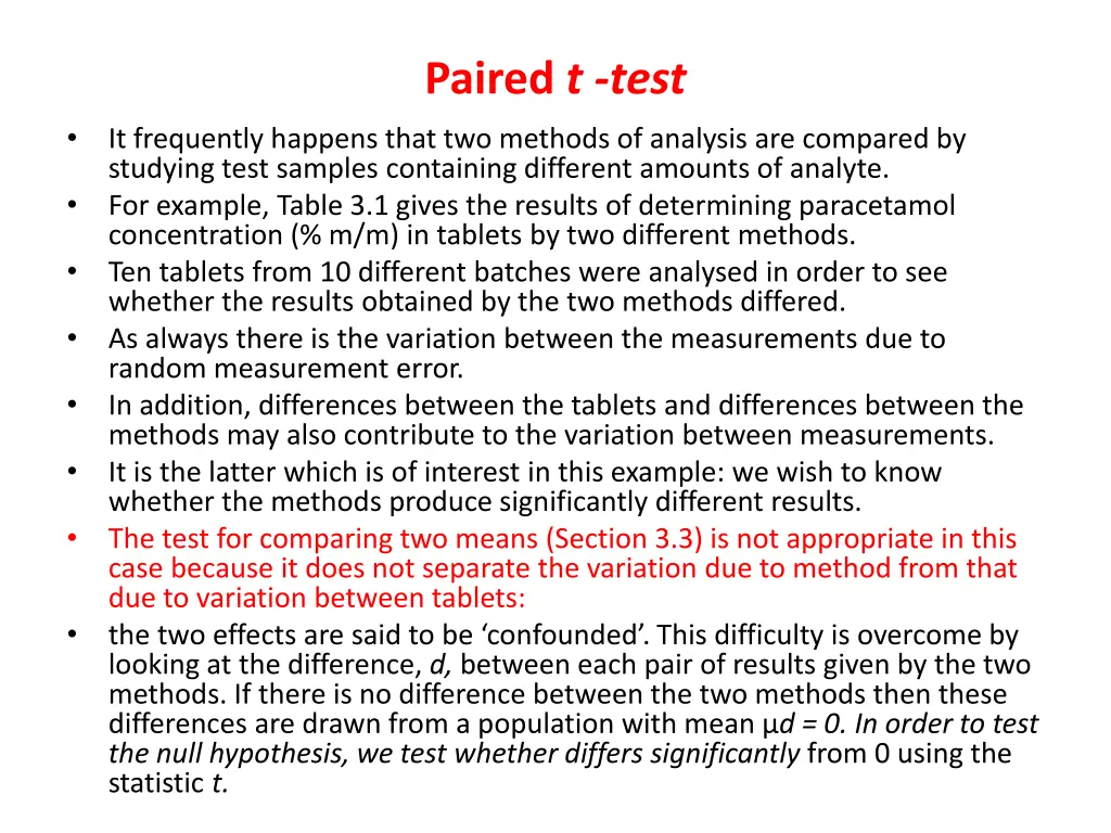 paired t test