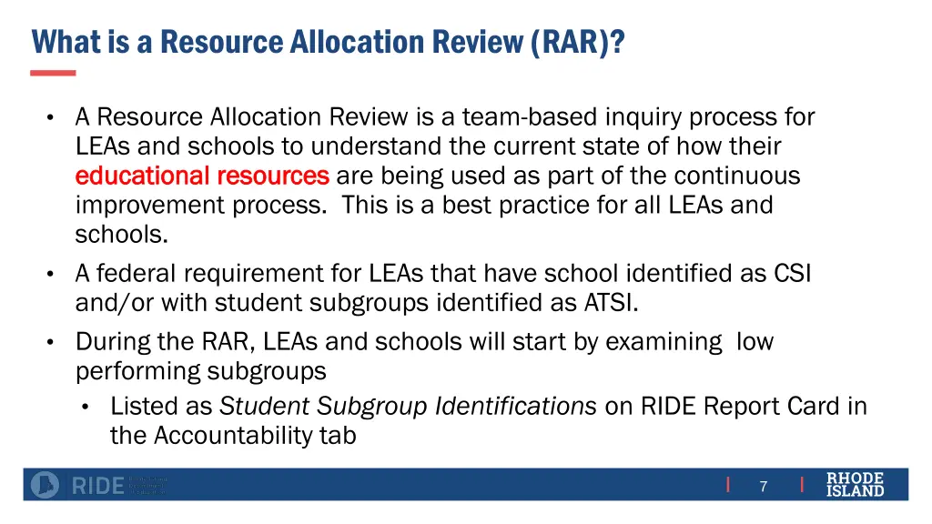 what is a resource allocation review rar
