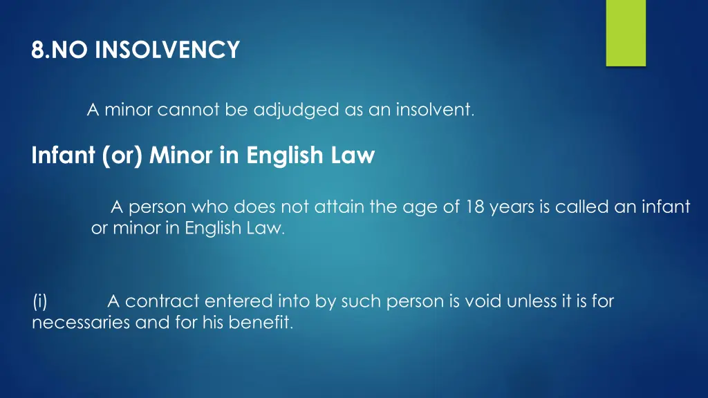 8 no insolvency
