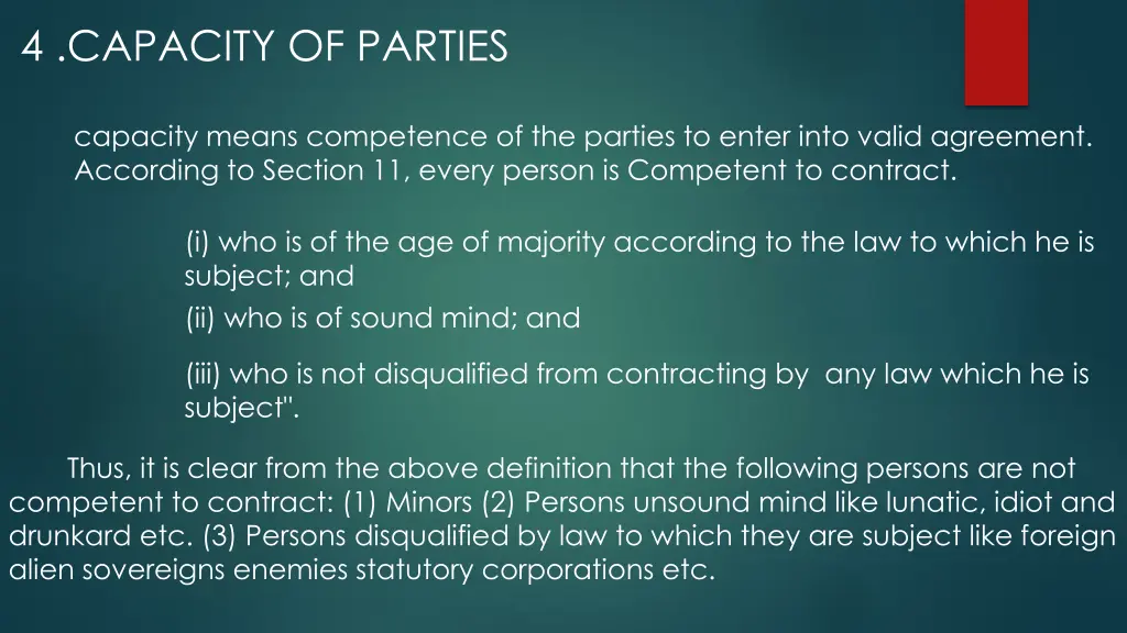 4 capacity of parties
