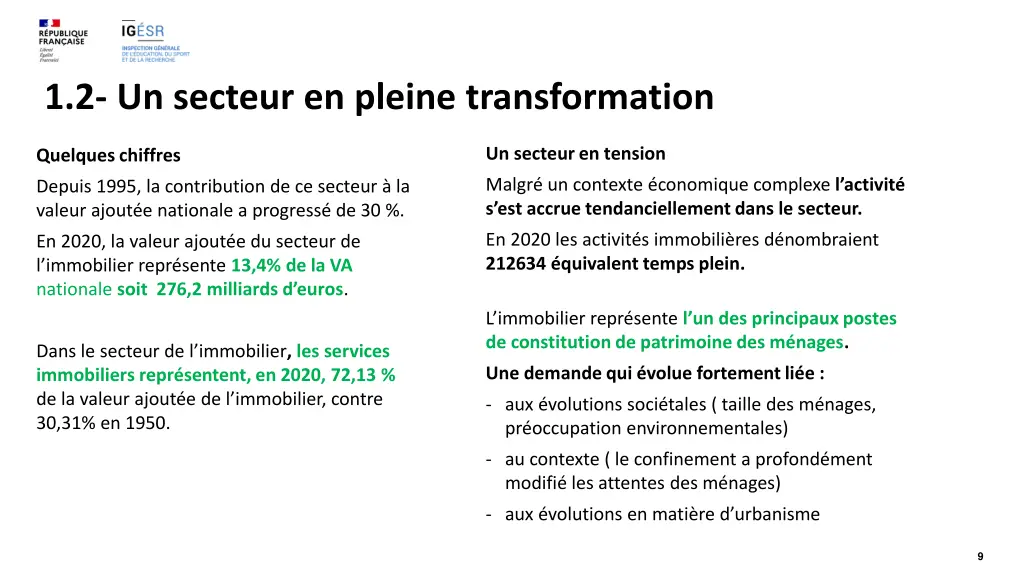 1 2 un secteur en pleine transformation