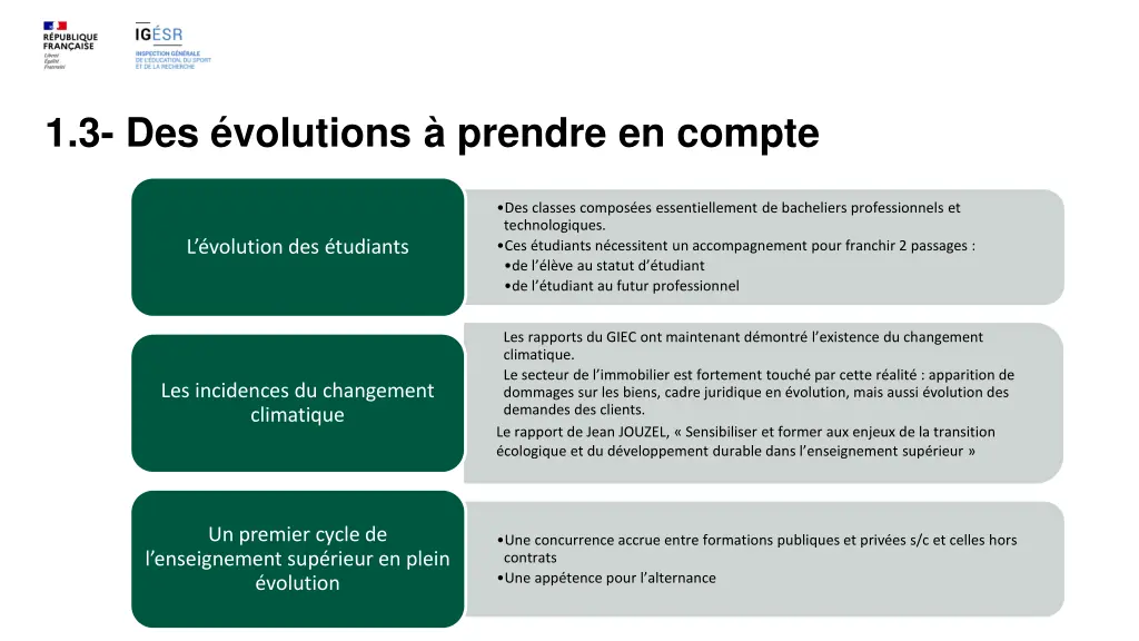 1 3 des volutions prendre en compte