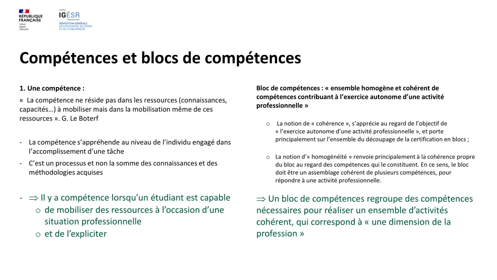 comp tences et blocs de comp tences