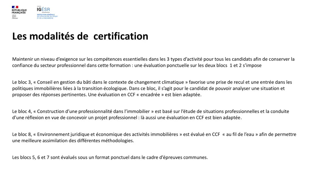 les modalit s de certification