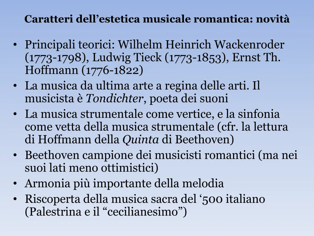 caratteri dell estetica musicale romantica novit
