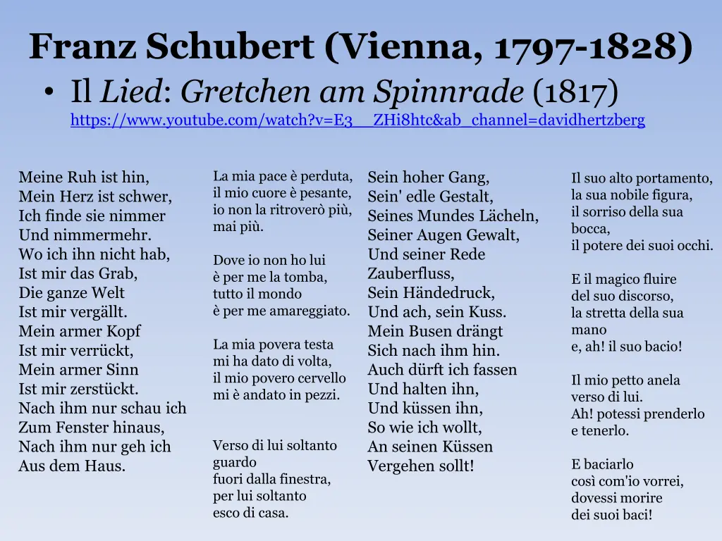 franz schubert vienna 1797 1828 il lied gretchen