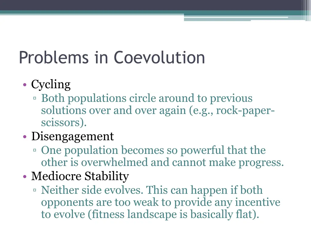 problems in coevolution