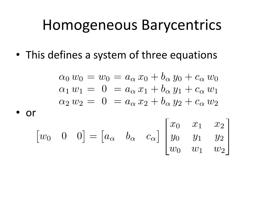 homogeneous barycentrics 2