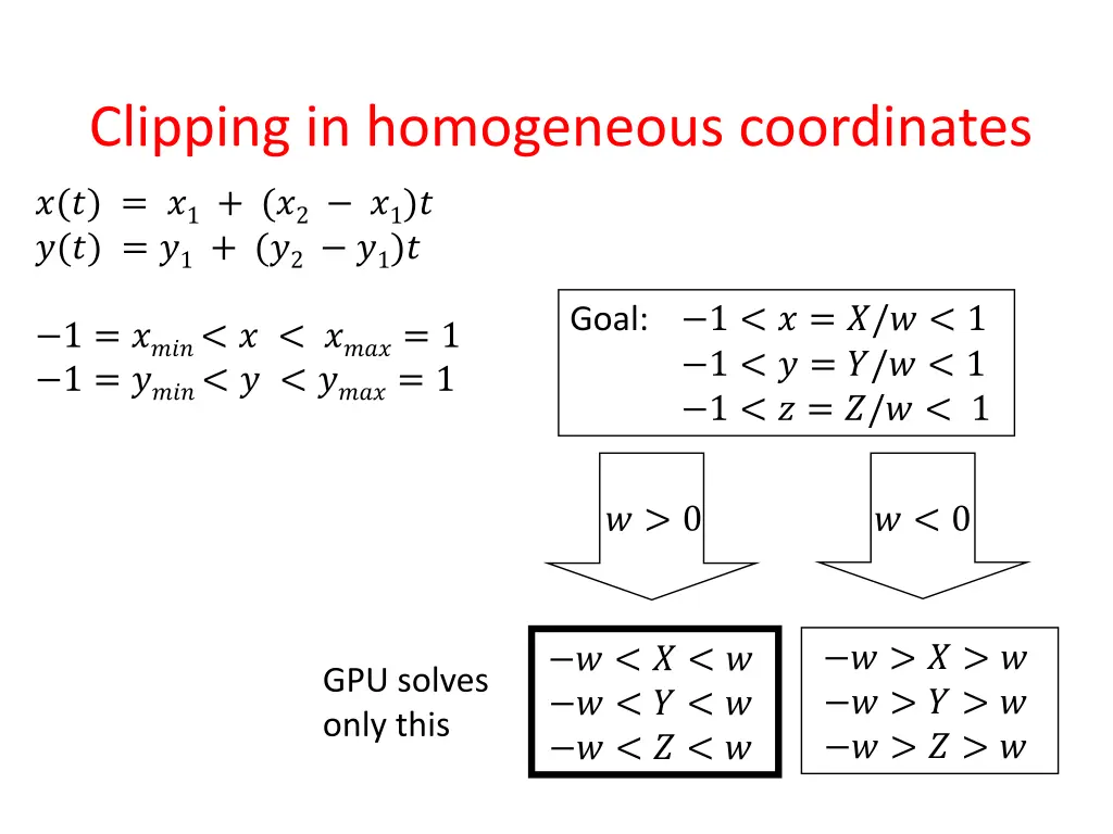 clipping in homogeneous coordinates