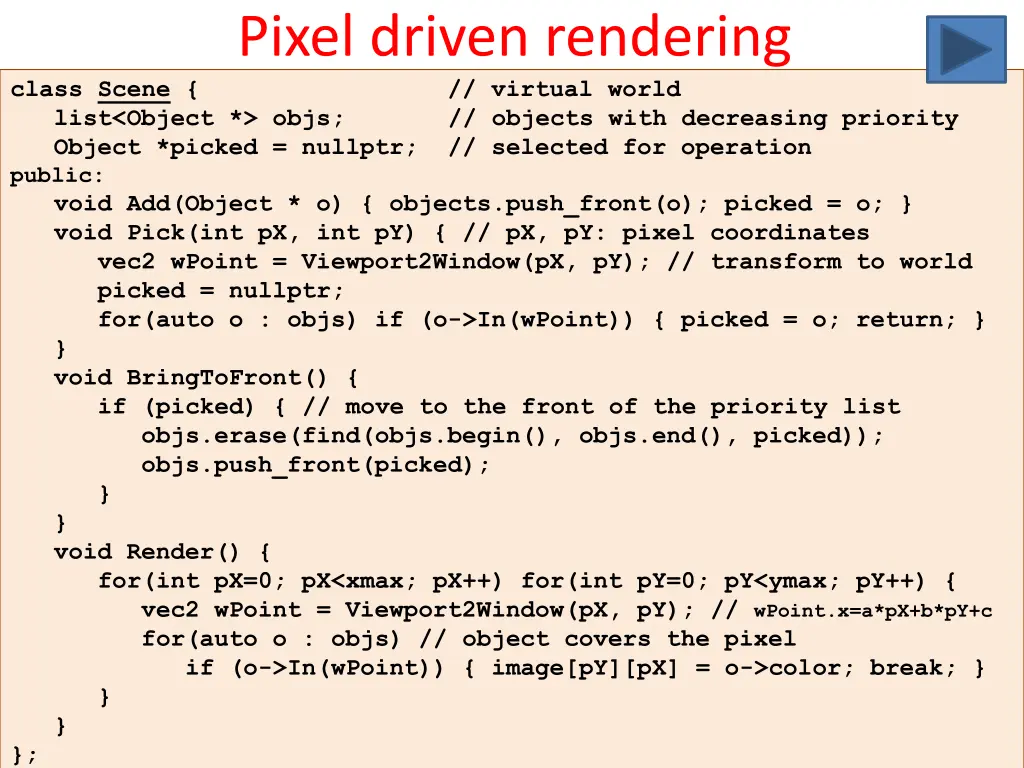 pixel driven rendering 1