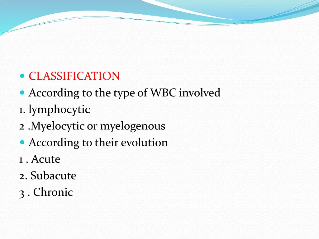 classification according to the type