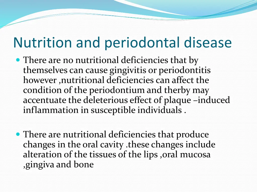 nutrition and periodontal disease there