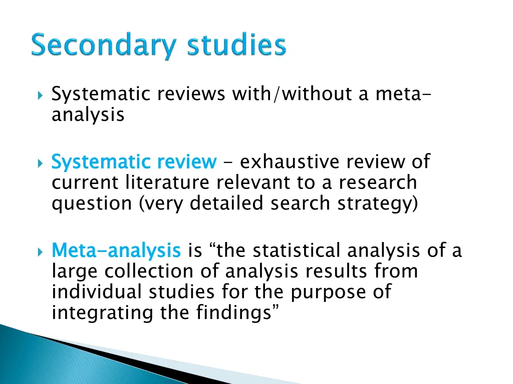 systematic reviews with without a meta analysis
