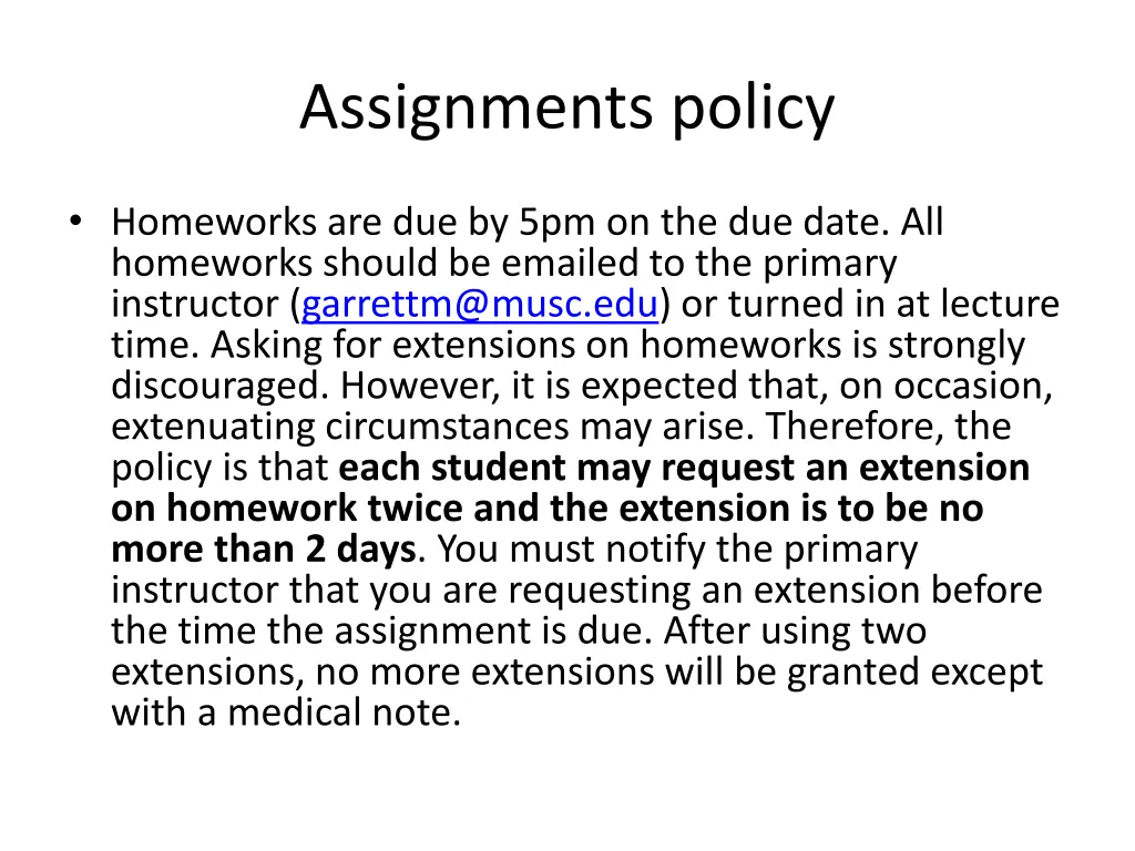 assignments policy