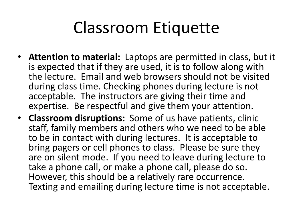 classroom etiquette