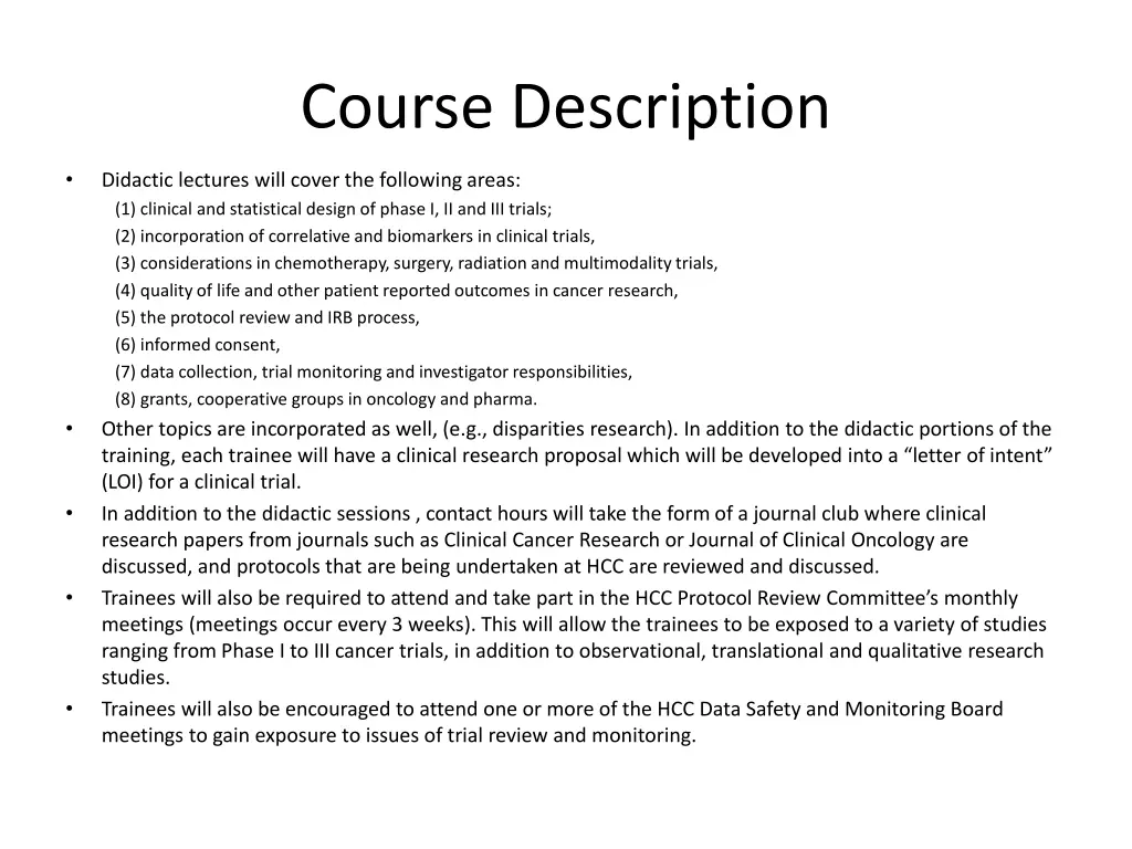 course description