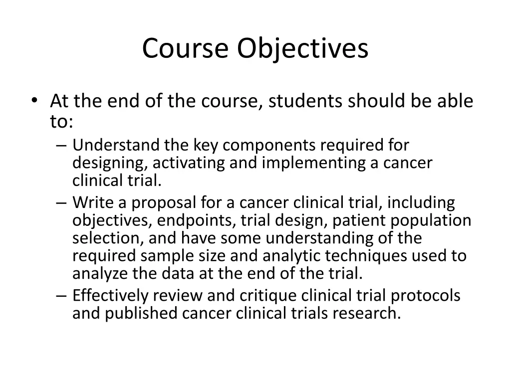 course objectives