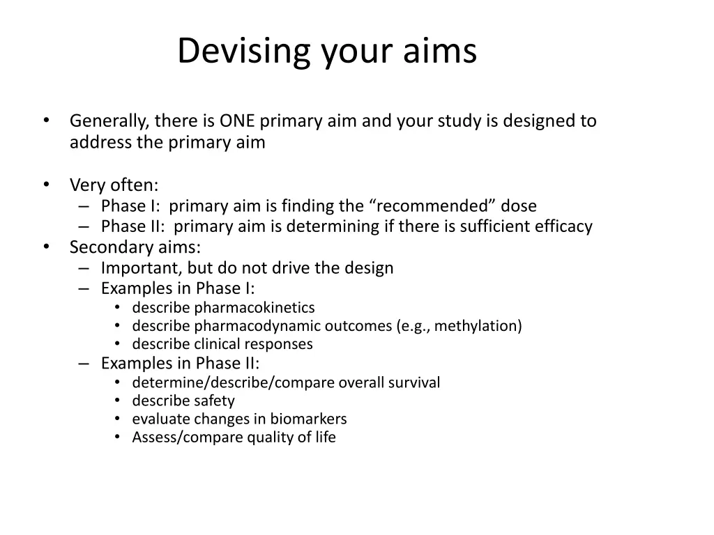 devising your aims