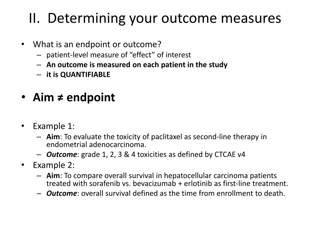 ii determining your outcome measures