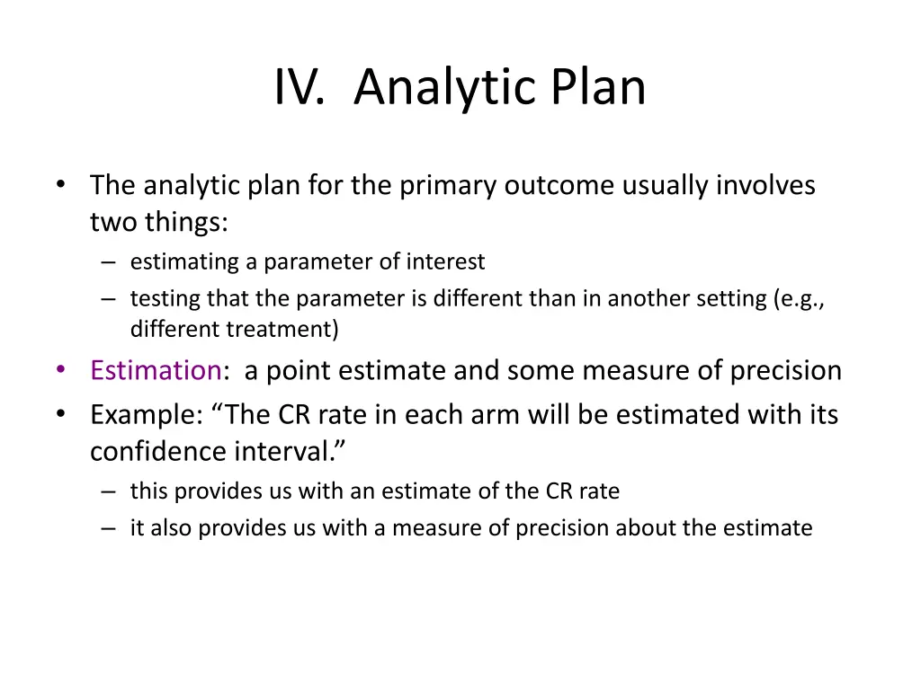 iv analytic plan 1