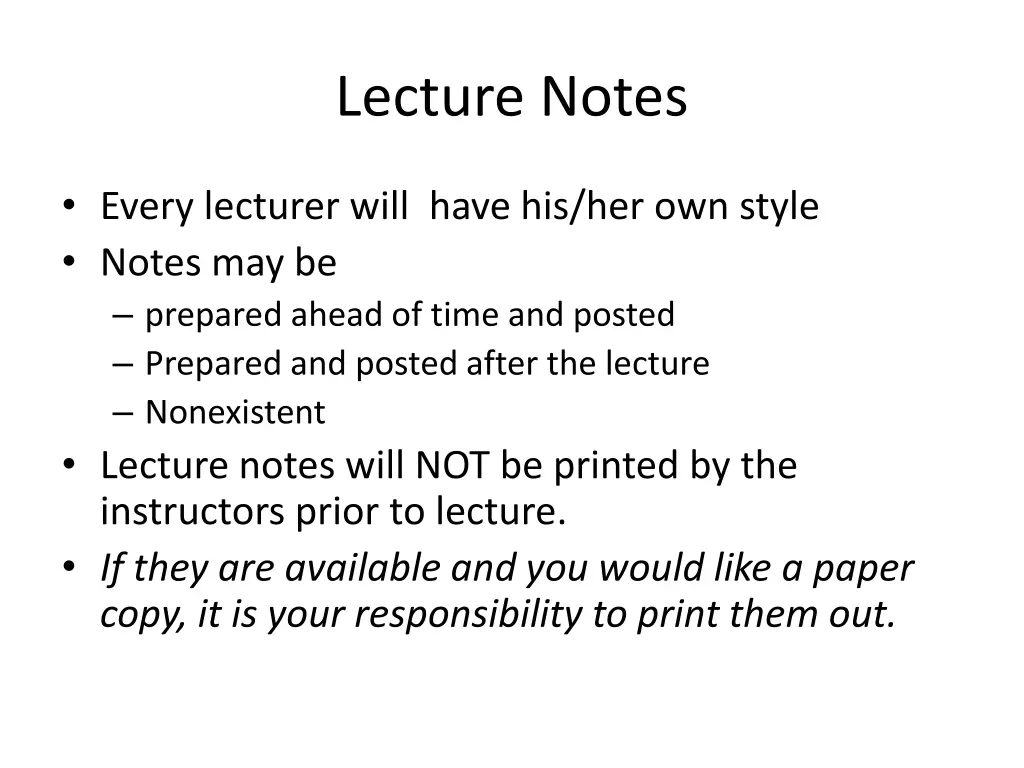 lecture notes