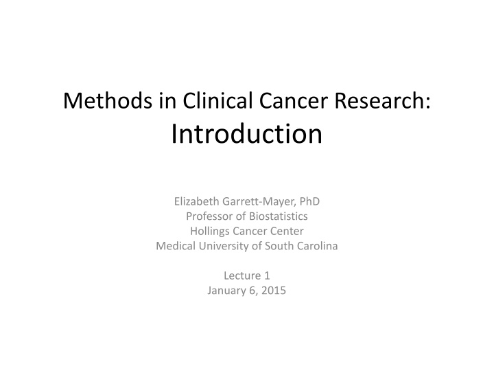 methods in clinical cancer research introduction