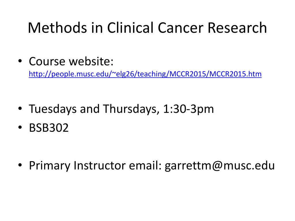 methods in clinical cancer research
