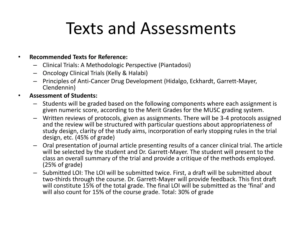 texts and assessments