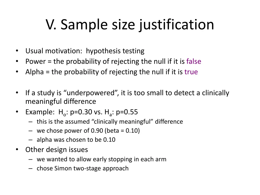 v sample size justification 1