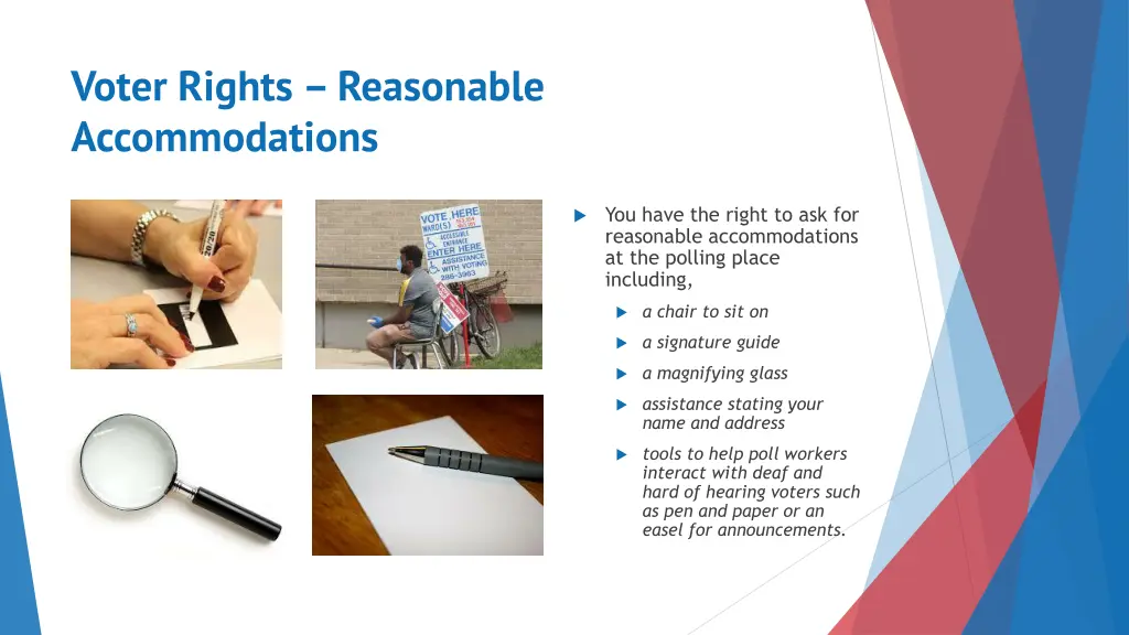 voter rights reasonable accommodations