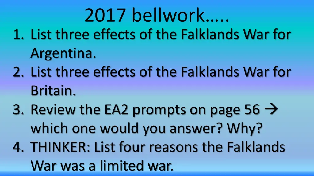 2017 bellwork 1 list three effects