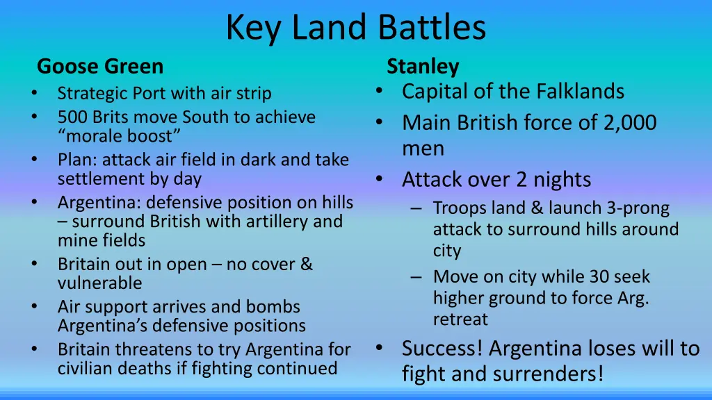 key land battles