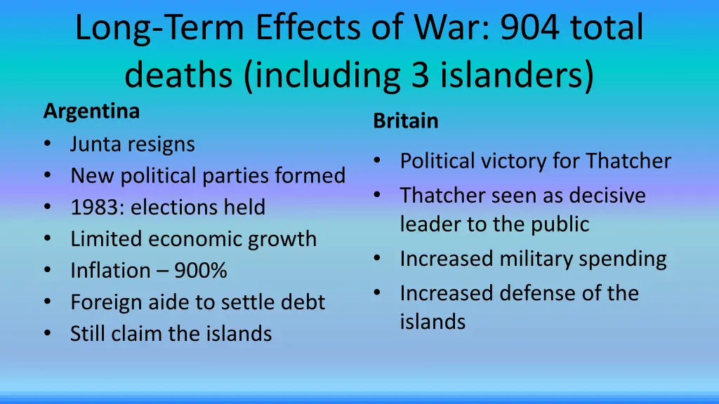 long term effects of war 904 total deaths