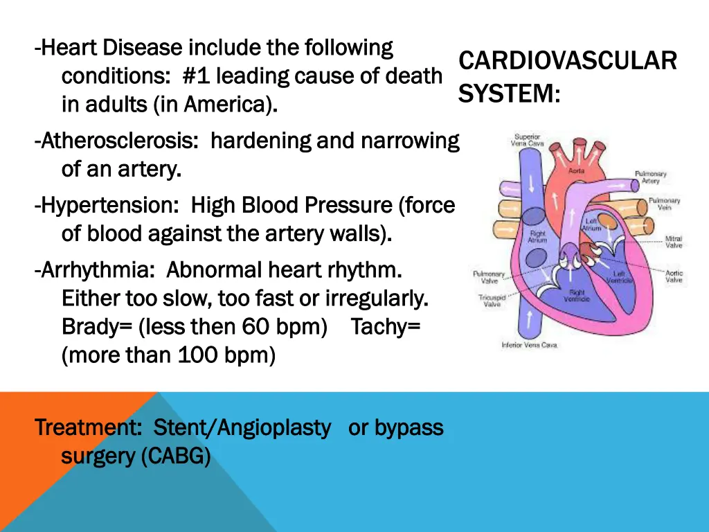 heart disease include the following heart disease