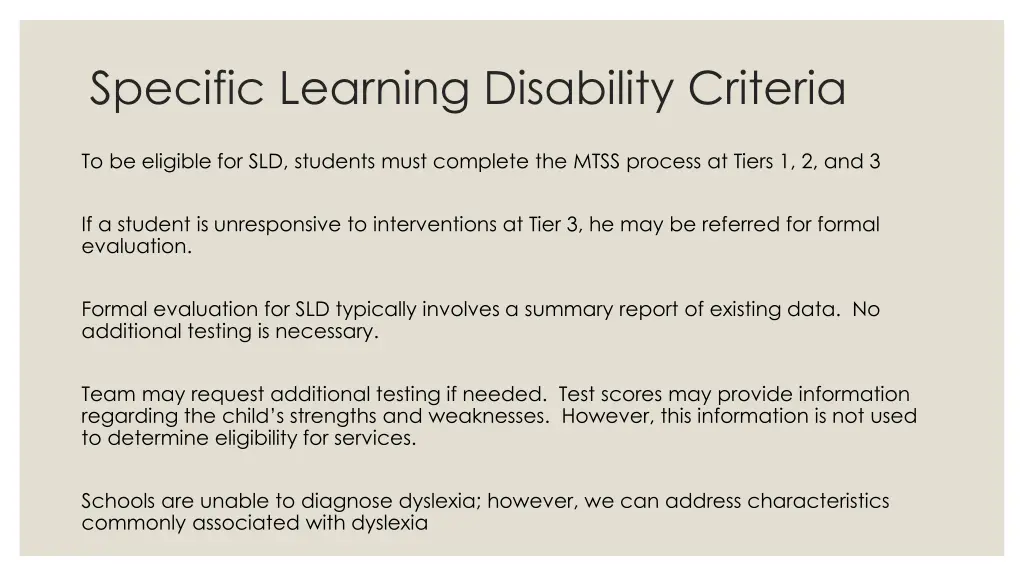 specific learning disability criteria