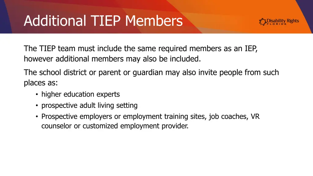 additional tiep members